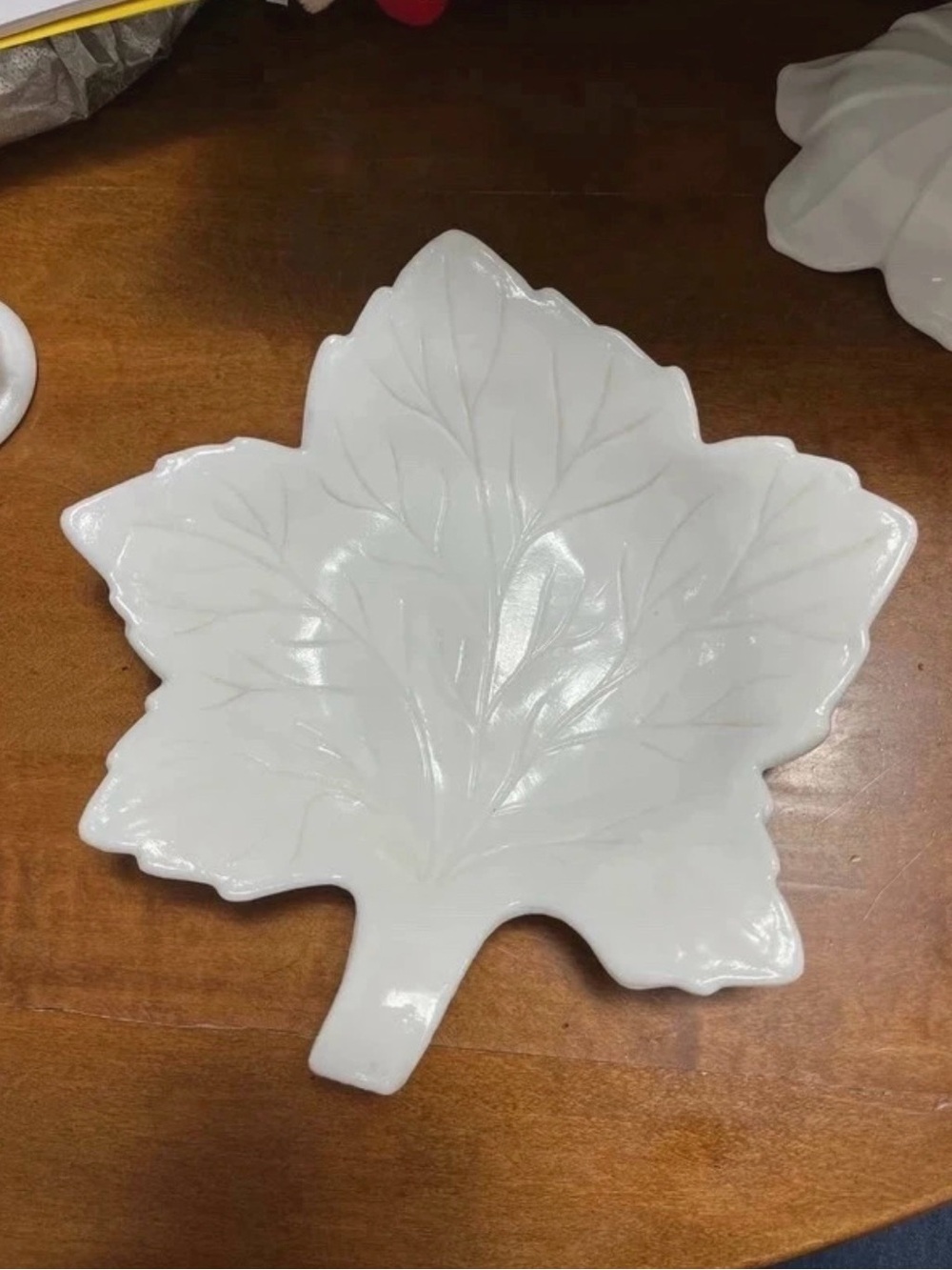 Vintage Milk Glass Leaf-Shaped Plate